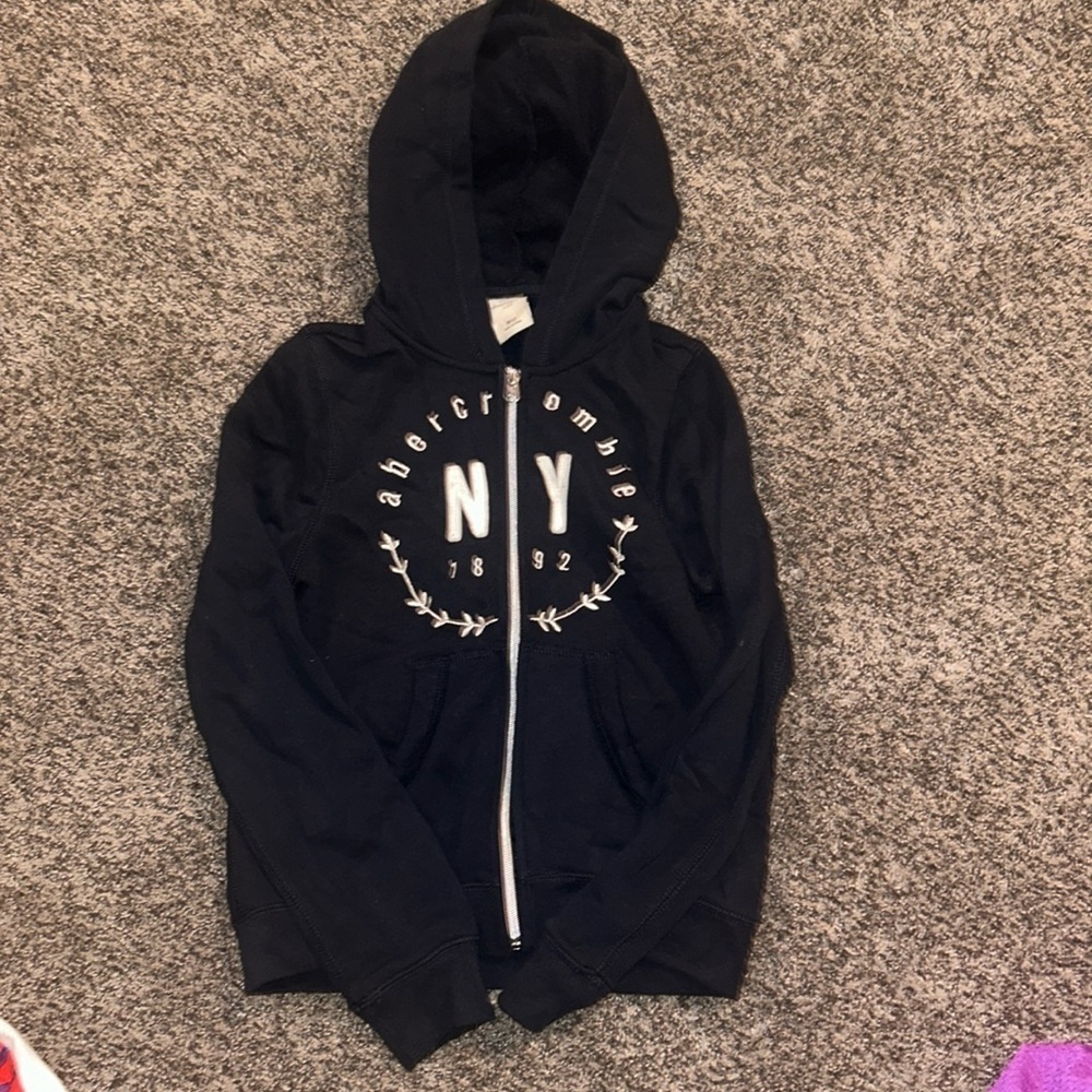 Abercrombie Kids Navy Hoodie Size M (12) – Cozy Pullover Sweatshirt